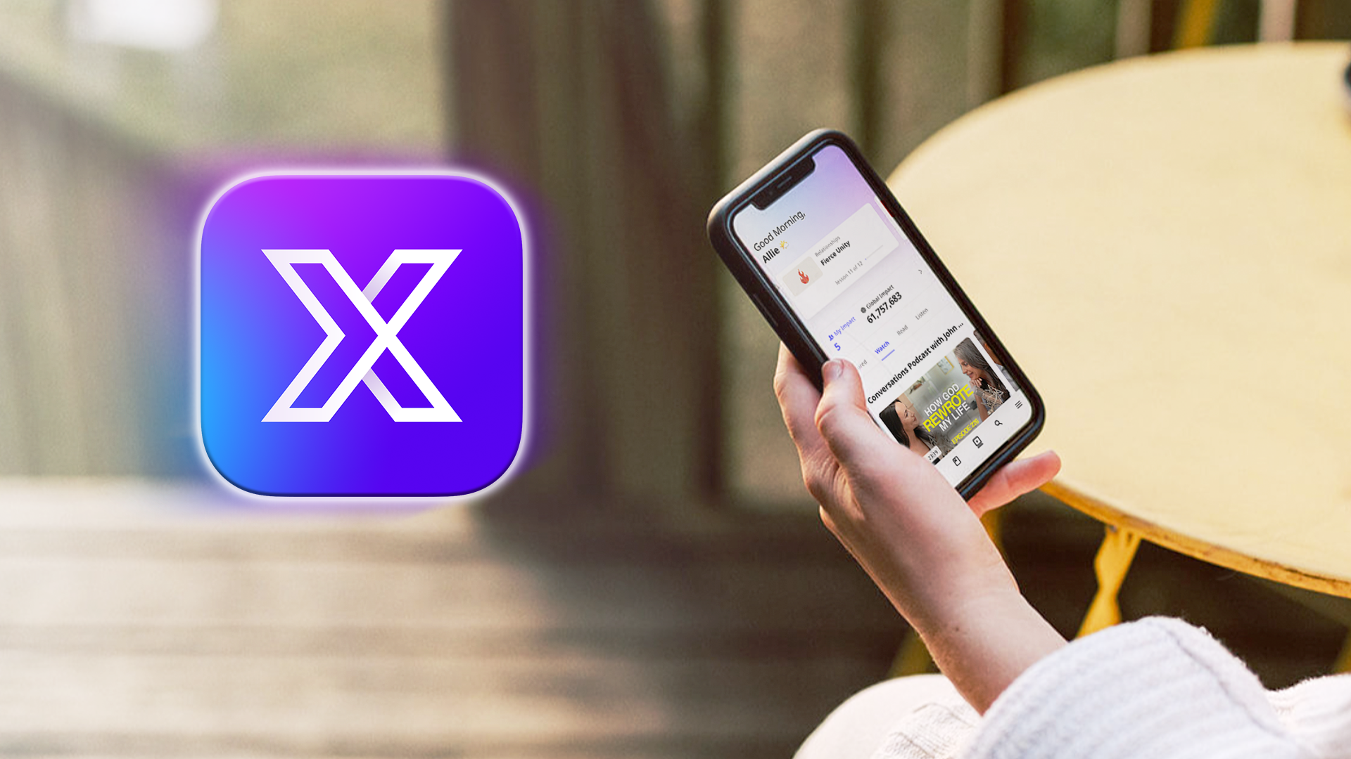 MessengerX discipleship app shown on desktop and phone